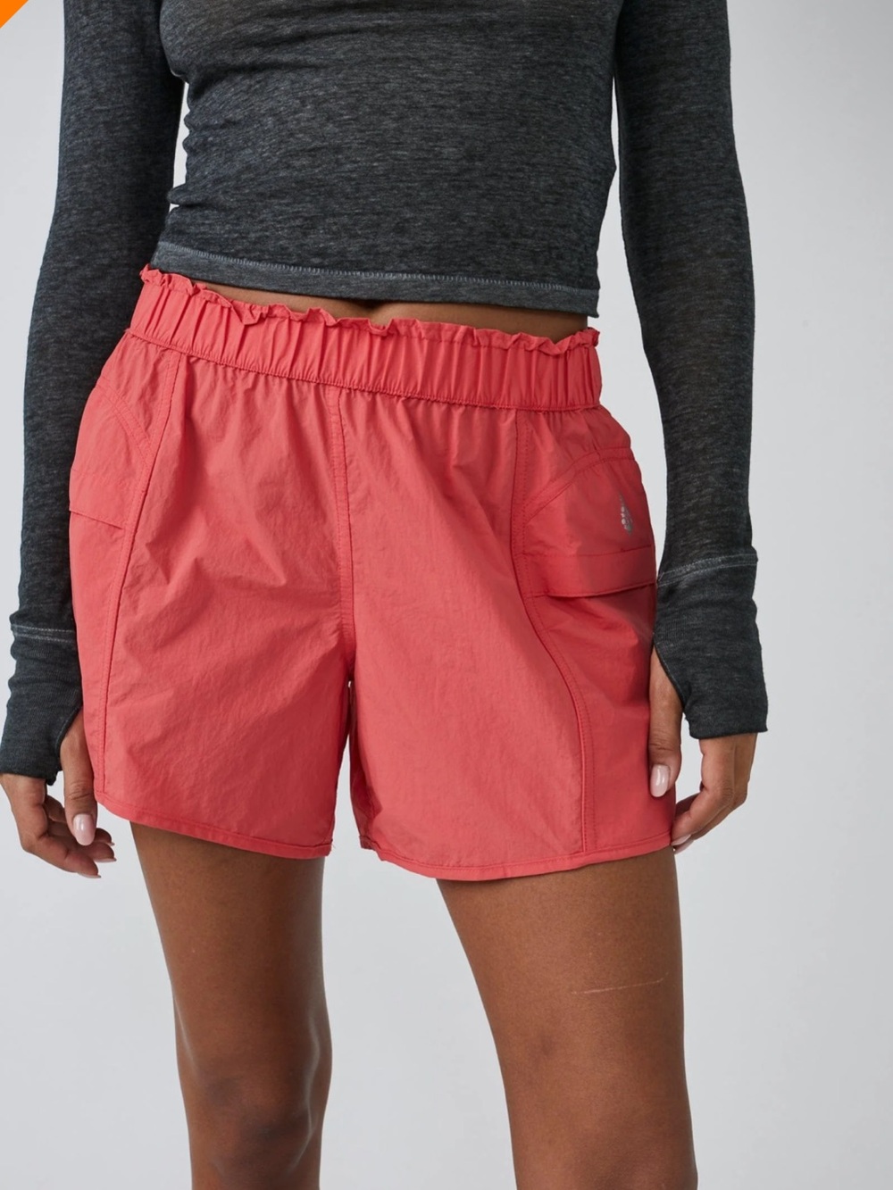 Free People NWOT In The Wild Shorts Womens Coral Elastic-Waist Shorts 🌷NEW - Picture 2 of 4